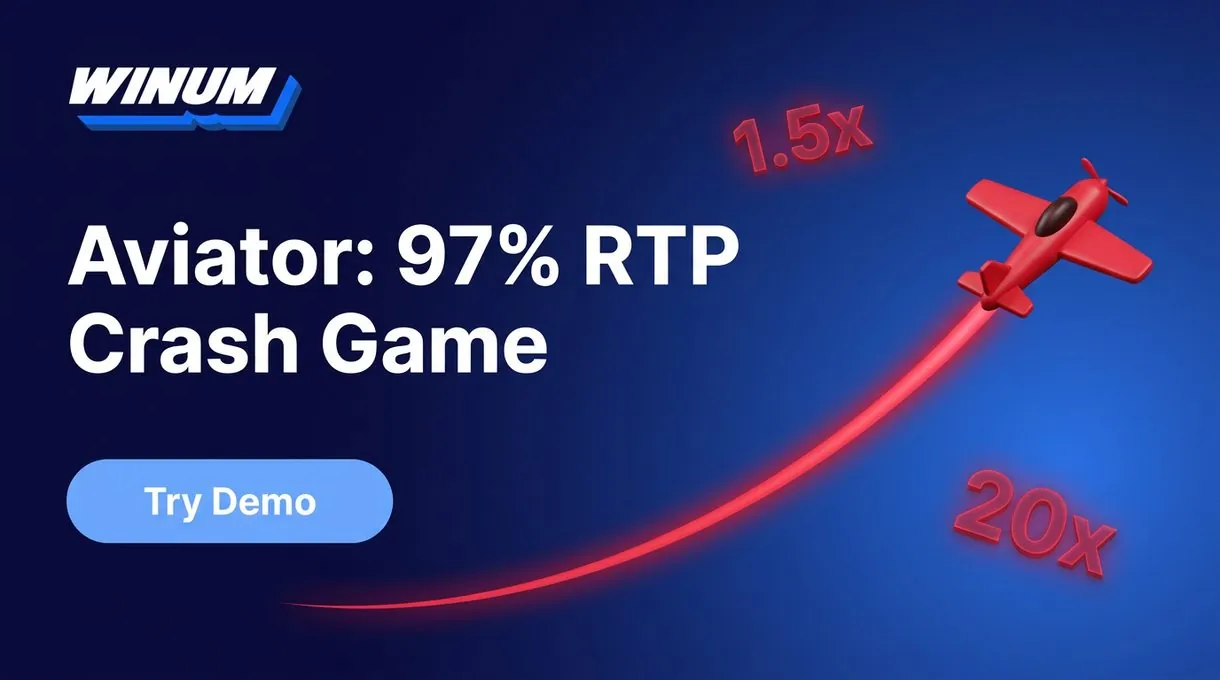 Aviator crash game at Winum with 97% RTP — try the demo
