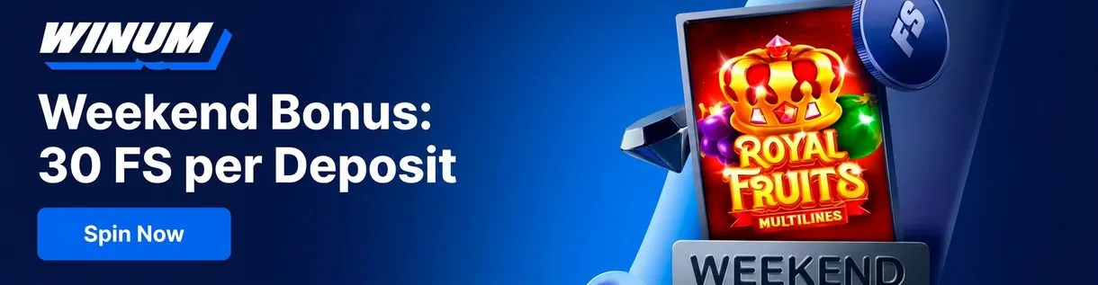 Winum weekend bonus 30 free spins per deposit